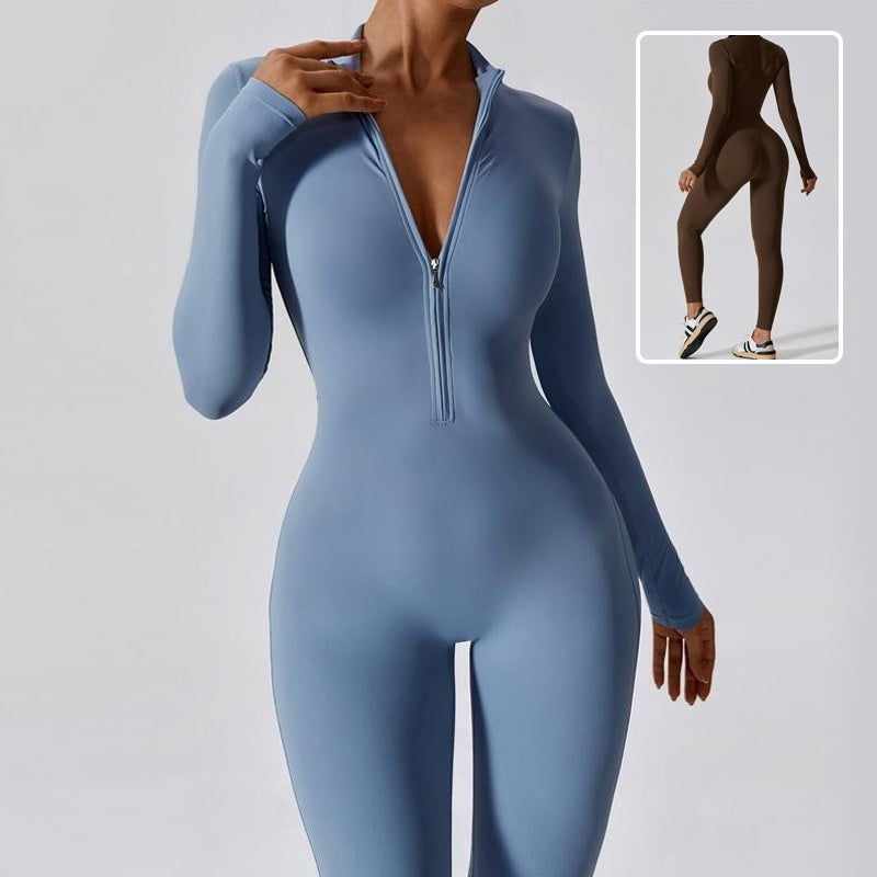 Women’s Zipper Long Sleeve Seamless Sports Jumpsuit