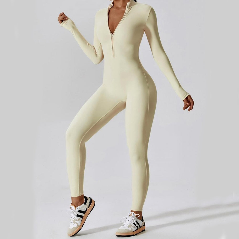 Women’s Zipper Long Sleeve Seamless Sports Jumpsuit